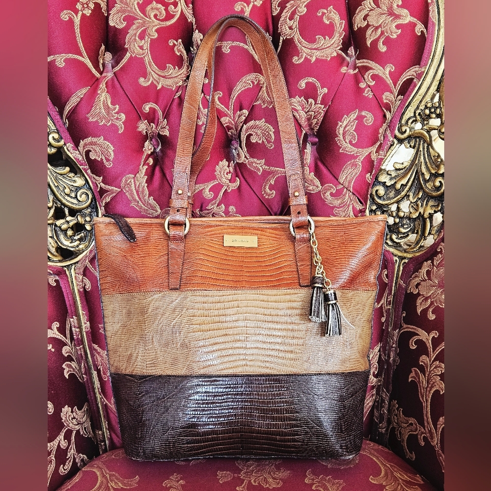 BRAHMIN VINTAGE ASHER BAG IN  TRI-COLOR EMBOSSED